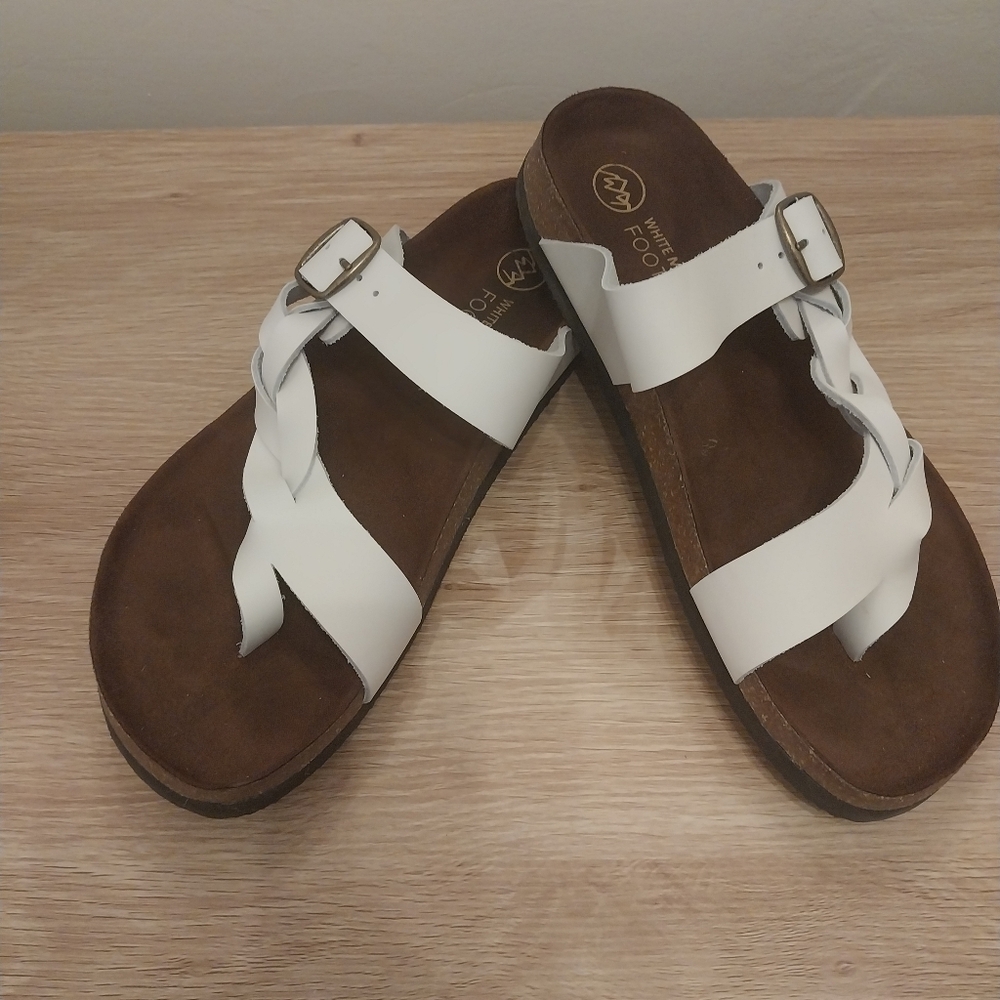 White Mountain White Braided Sandals
